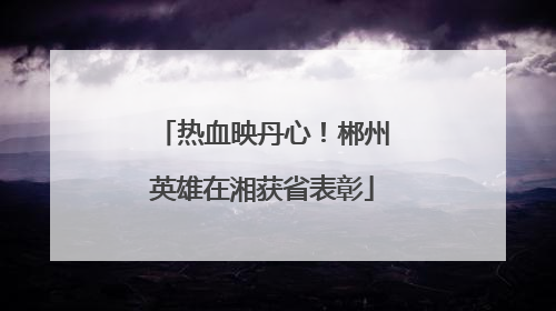 热血映丹心！郴州英雄在湘获省表彰