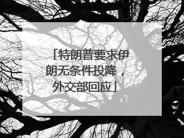 特朗普要求伊朗无条件投降，外交部回应