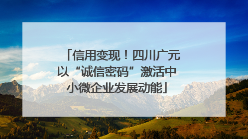 信用变现！四川广元以“诚信密码”激活中小微企业发展动能