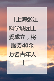 上海张江科学城团工委成立，将服务40余万名青年人