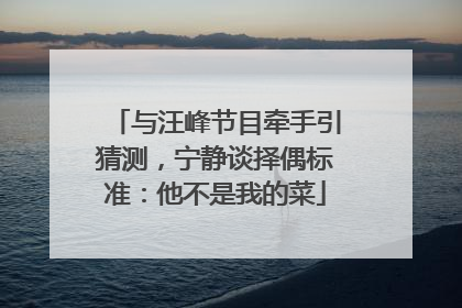 与汪峰节目牵手引猜测，宁静谈择偶标准：他不是我的菜