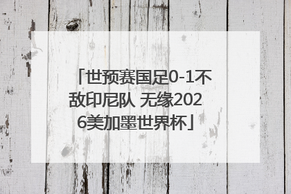 世预赛国足0-1不敌印尼队 无缘2026美加墨世界杯