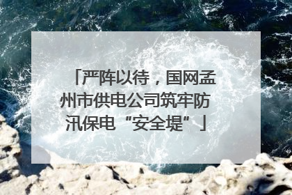 严阵以待，国网孟州市供电公司筑牢防汛保电“安全堤”