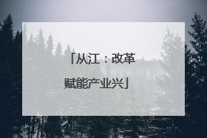从江：改革赋能产业兴