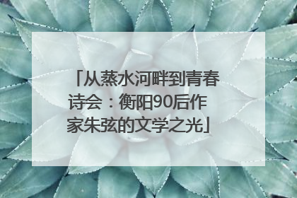 从蒸水河畔到青春诗会：衡阳90后作家朱弦的文学之光