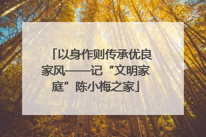 以身作则传承优良家风——记“文明家庭”陈小梅之家