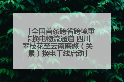 全国首条跨省跨境重卡换电物流通道 四川攀枝花至云南磨憨（关累）换电干线启动
