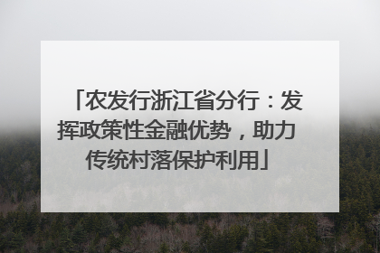 农发行浙江省分行：发挥政策性金融优势，助力传统村落保护利用