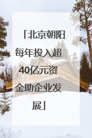 北京朝阳每年投入超40亿元资金助企业发展