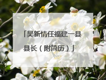 吴新情任福建一县县长（附简历）