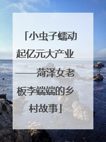 小虫子蠕动起亿元大产业——菏泽女老板李端端的乡村故事