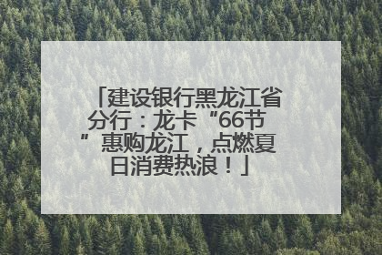 建设银行黑龙江省分行：龙卡“66节”惠购龙江，点燃夏日消费热浪！