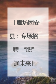 廊坊固安县：专场招聘 “职”通未来