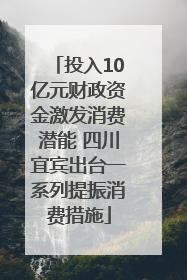 投入10亿元财政资金激发消费潜能 四川宜宾出台一系列提振消费措施