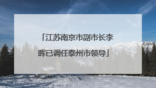 江苏南京市副市长李晖已调任泰州市领导