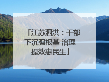 江苏泗洪：干部下沉强根基 治理提效惠民生