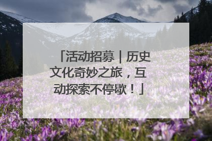 活动招募｜历史文化奇妙之旅，互动探索不停歇！