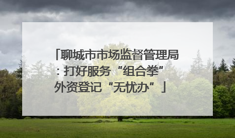 聊城市市场监督管理局：打好服务“组合拳” 外资登记“无忧办”