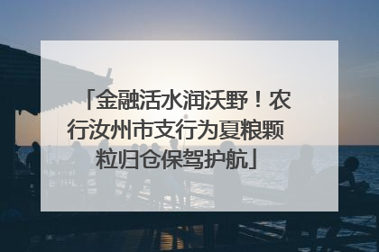 金融活水润沃野！农行汝州市支行为夏粮颗粒归仓保驾护航