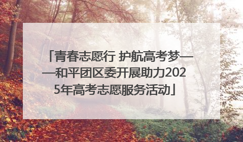 青春志愿行 护航高考梦——和平团区委开展助力2025年高考志愿服务活动
