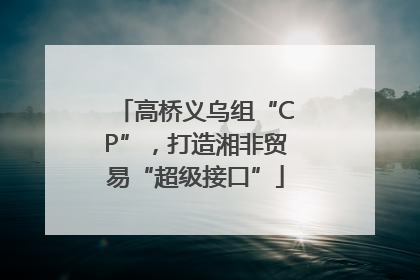 高桥义乌组“CP”，打造湘非贸易“超级接口”